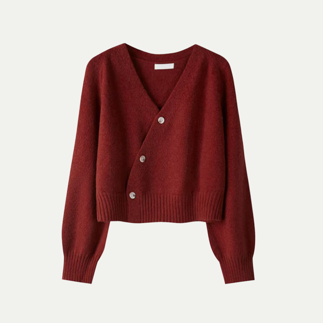 Strickjacke für Damen Oversized Schrägknopf-Design | Winter