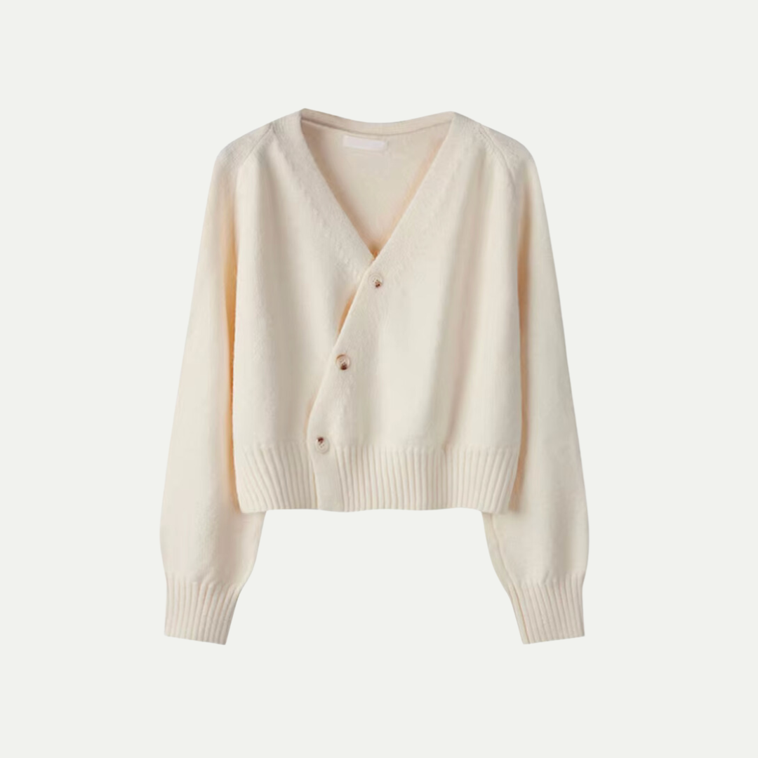 Strickjacke für Damen Oversized Schrägknopf-Design | Winter