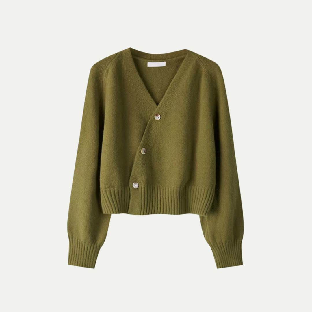 Strickjacke für Damen Oversized Schrägknopf-Design | Winter