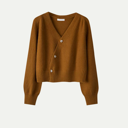 Strickjacke für Damen Oversized Schrägknopf-Design | Winter