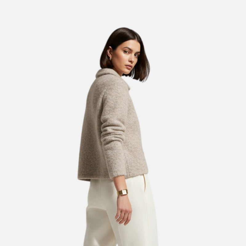 Strickjacke für Damen, mit floralen Knopfdetails | Hüftlang