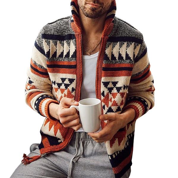 Strickjacke für Herren, Geometrisches Design | Moderne Passform