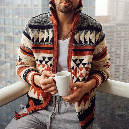 Strickjacke für Herren, Geometrisches Design | Moderne Passform