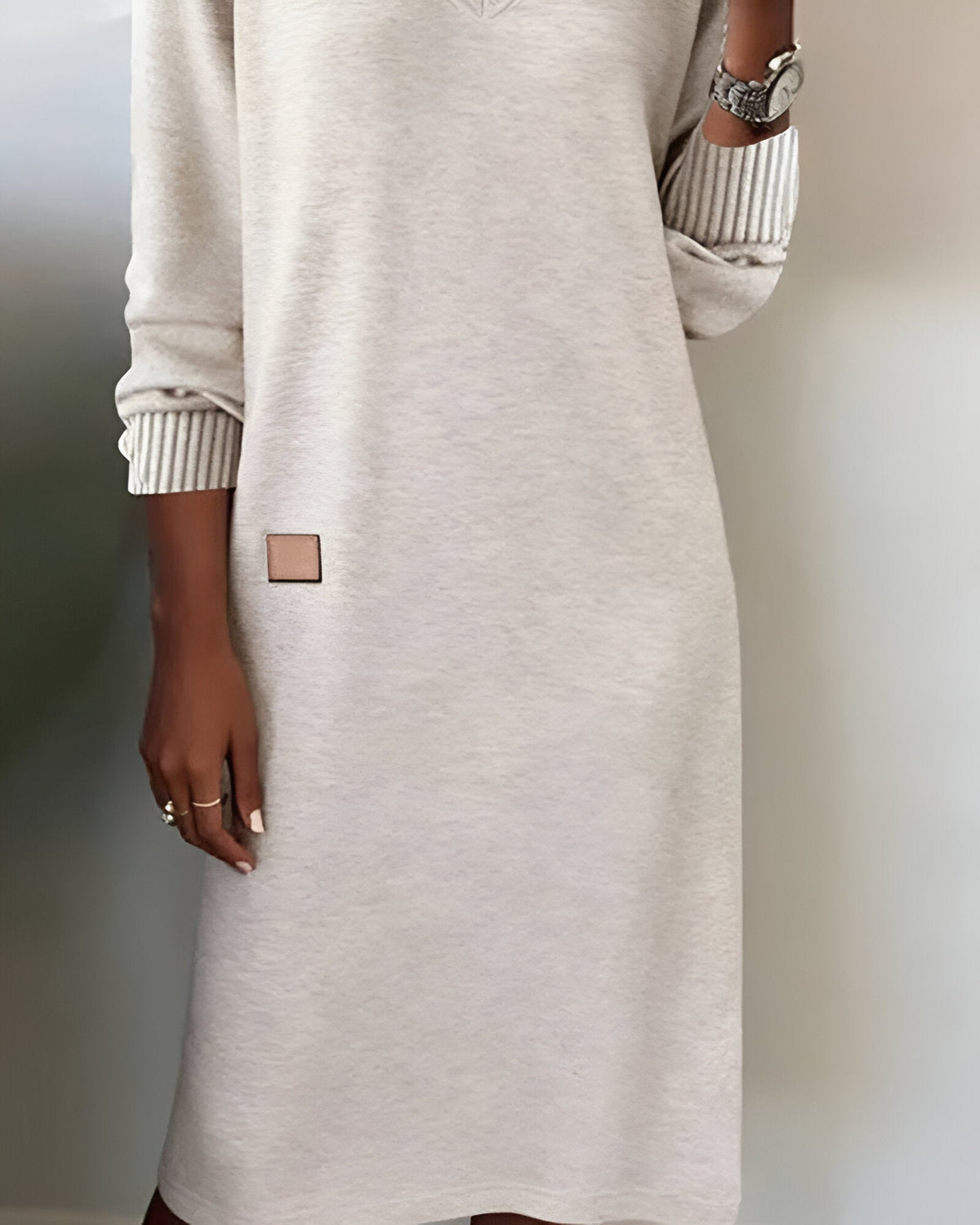 Strickkleid Damen | V-Ausschnitt Langarm
