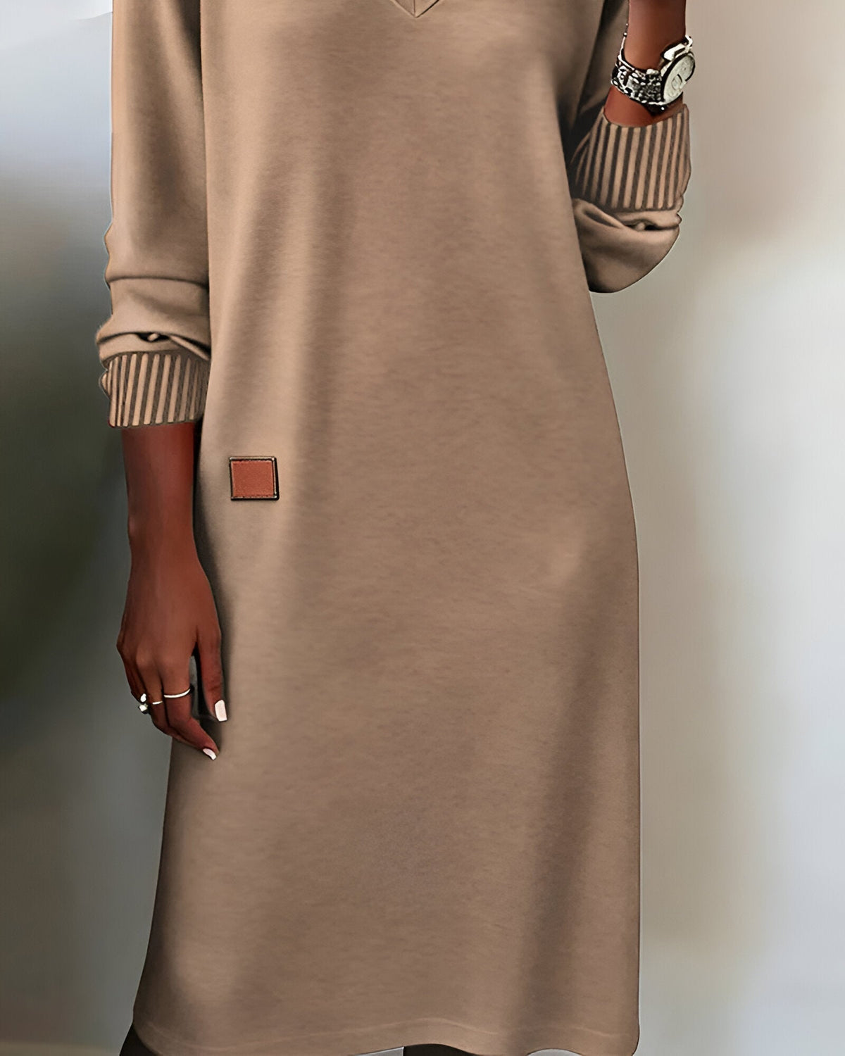 Strickkleid Damen | V-Ausschnitt Langarm