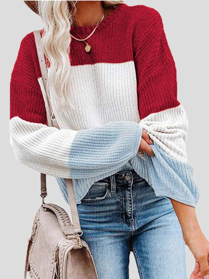 Strickpullover Damen | Farbblock Design