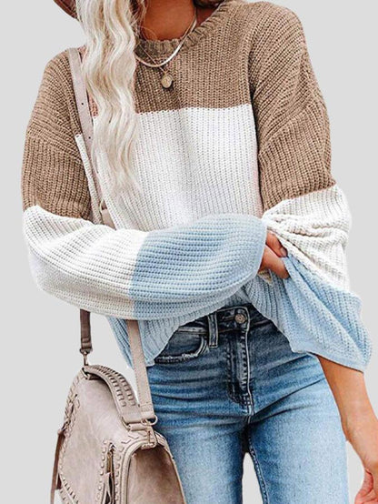 Strickpullover Damen | Farbblock Design