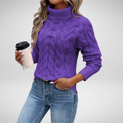 Strickpullover Damen | Rollkragen & Zopfmuster