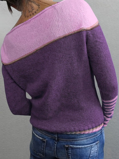 Strickpullover Damen | Rundhals & Streifenmuster