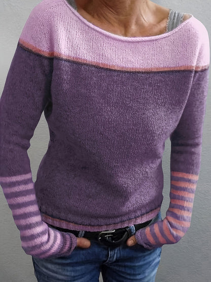 Strickpullover Damen | Rundhals & Streifenmuster