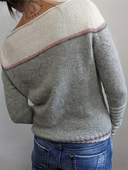 Strickpullover Damen | Rundhals & Streifenmuster