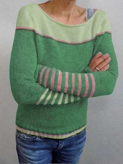 Strickpullover Damen | Rundhals & Streifenmuster