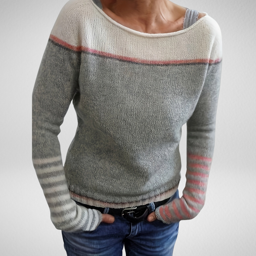 Strickpullover Damen | Rundhals & Streifenmuster