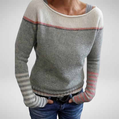 Strickpullover Damen | Rundhals & Streifenmuster