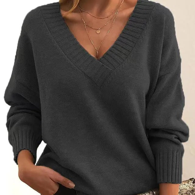 Strickpullover Damen | V-Ausschnitt & Rippbündchen 8