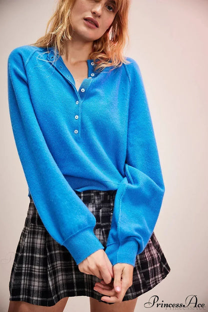 Strickpullover Damen | V-Ausschnitt mit Knopfleiste
