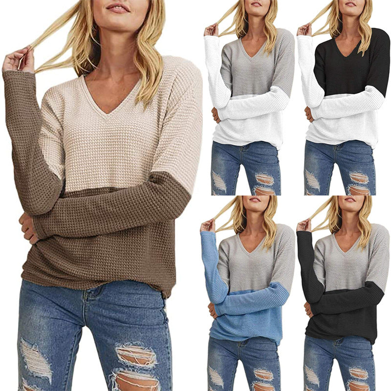 Brynweld | Damen Strickpullover Waffelstrick Colorblock - Image 1