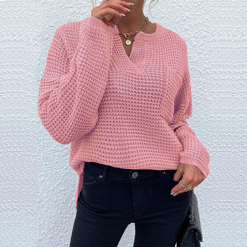Druvaine | Damen Strickpullover Waffelstrick Oversize - Light Blue - Image 3
