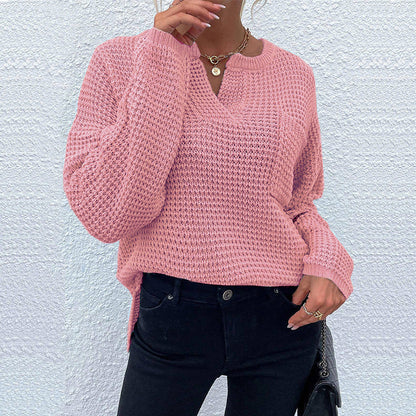 Druvaine | Damen Strickpullover Waffelstrick Oversize - Light Blue - Image 3