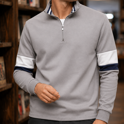 Men's sweater styled for a smart casual layered outfit
