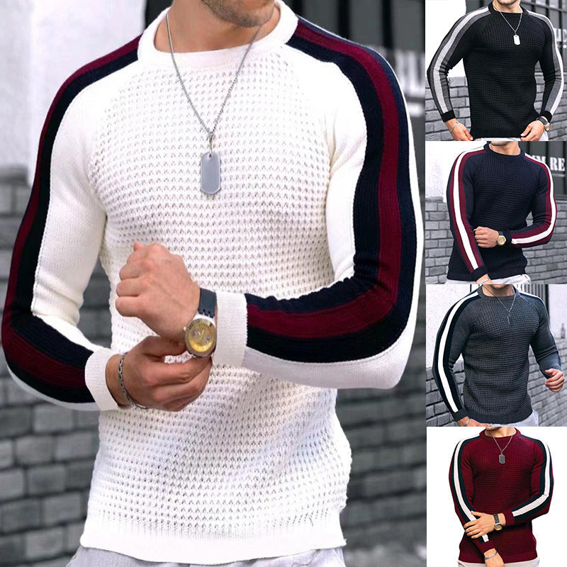 Brenvik | Herren Strickpullover Raglanärmel Kontraststreifen - Image 1