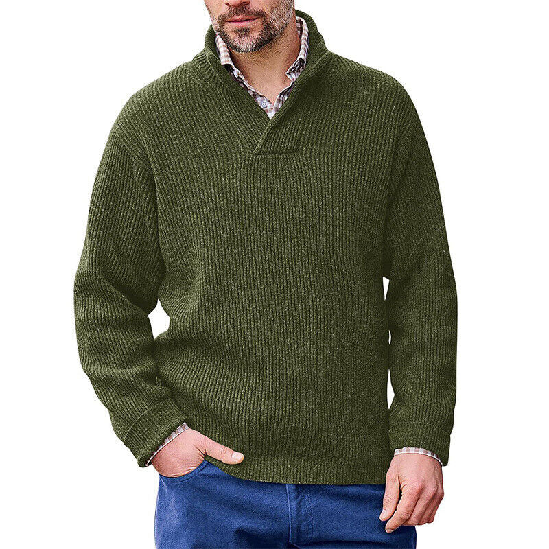 Gervold | Herren Strickpullover Schalkragen Rippenstrick - Brown - Image 2