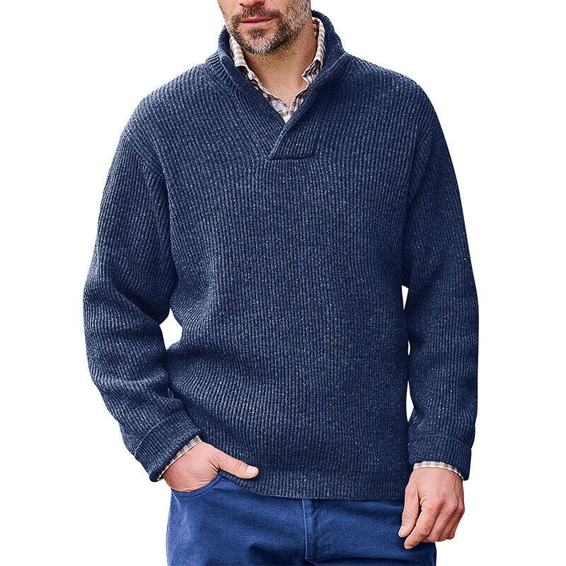 Gervold | Herren Strickpullover Schalkragen Rippenstrick - Brown - Image 4