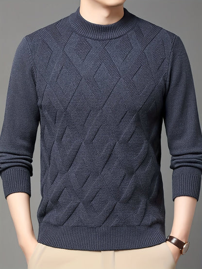 Eldmund | Herren Strickpullover Stehkragen Strukturmuster - Teal - Image 9