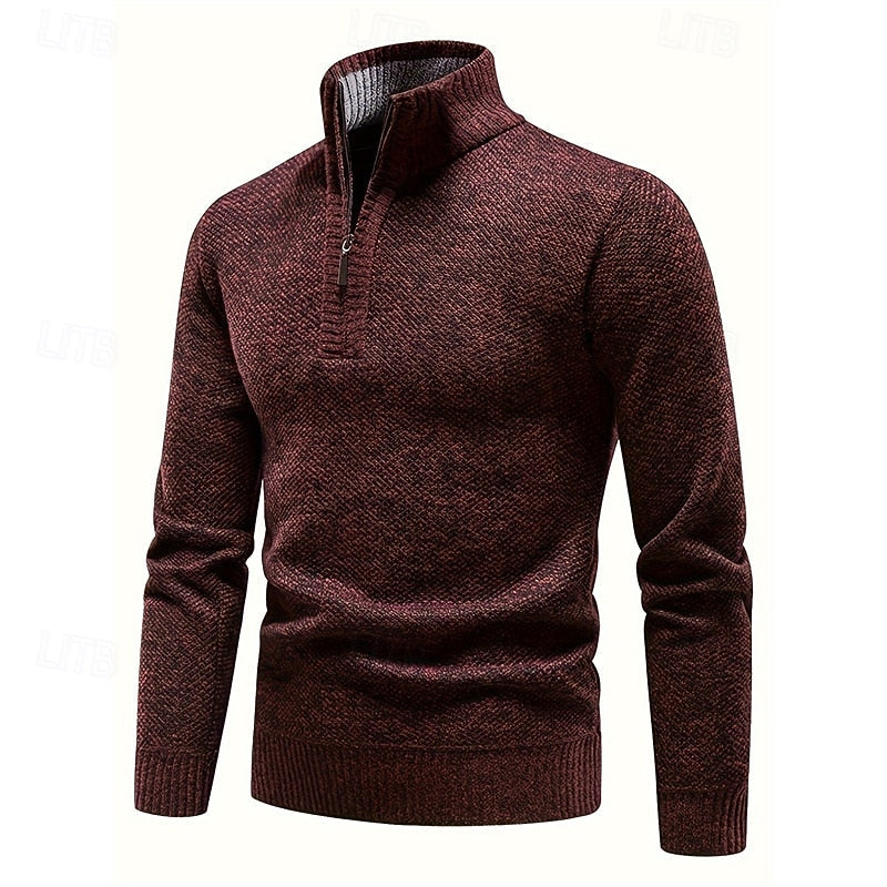 Baldwin | Herren Strickpullover mit Stehkragen - Burgundy - Image 1