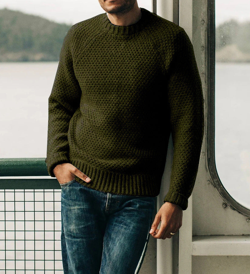 Corvund | Herren Strickpullover Wabenstruktur Rundhals - Image 7