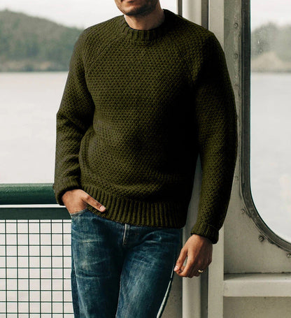Corvund | Herren Strickpullover Wabenstruktur Rundhals - Image 7