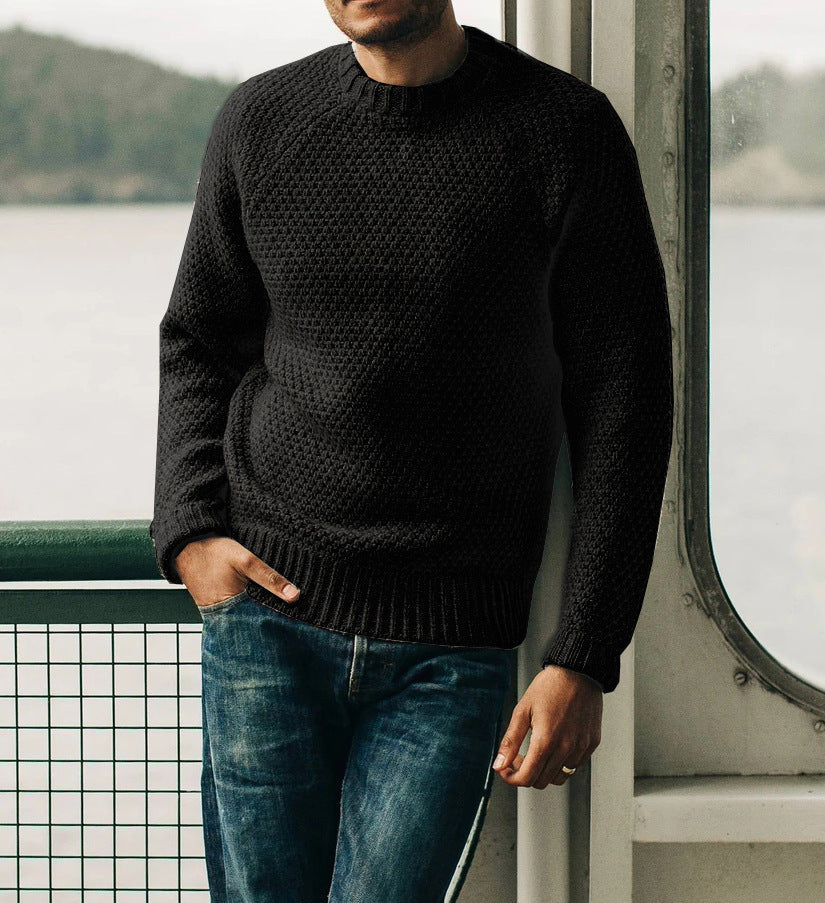 Corvund | Herren Strickpullover Wabenstruktur Rundhals - Image 8