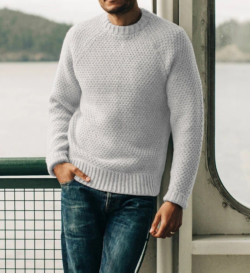 Corvund | Herren Strickpullover Wabenstruktur Rundhals - Image 9