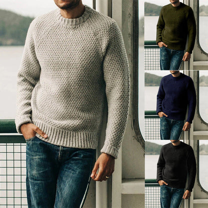 Corvund | Herren Strickpullover Wabenstruktur Rundhals - Image 1