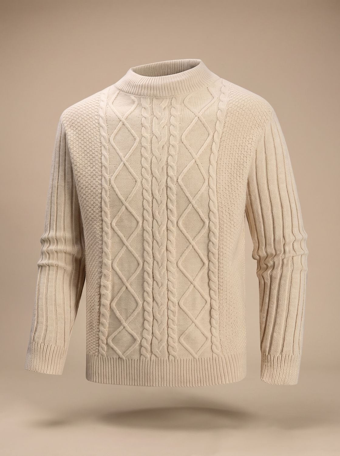 Strickpullover Herren | Zopfmuster mit Rollkragen