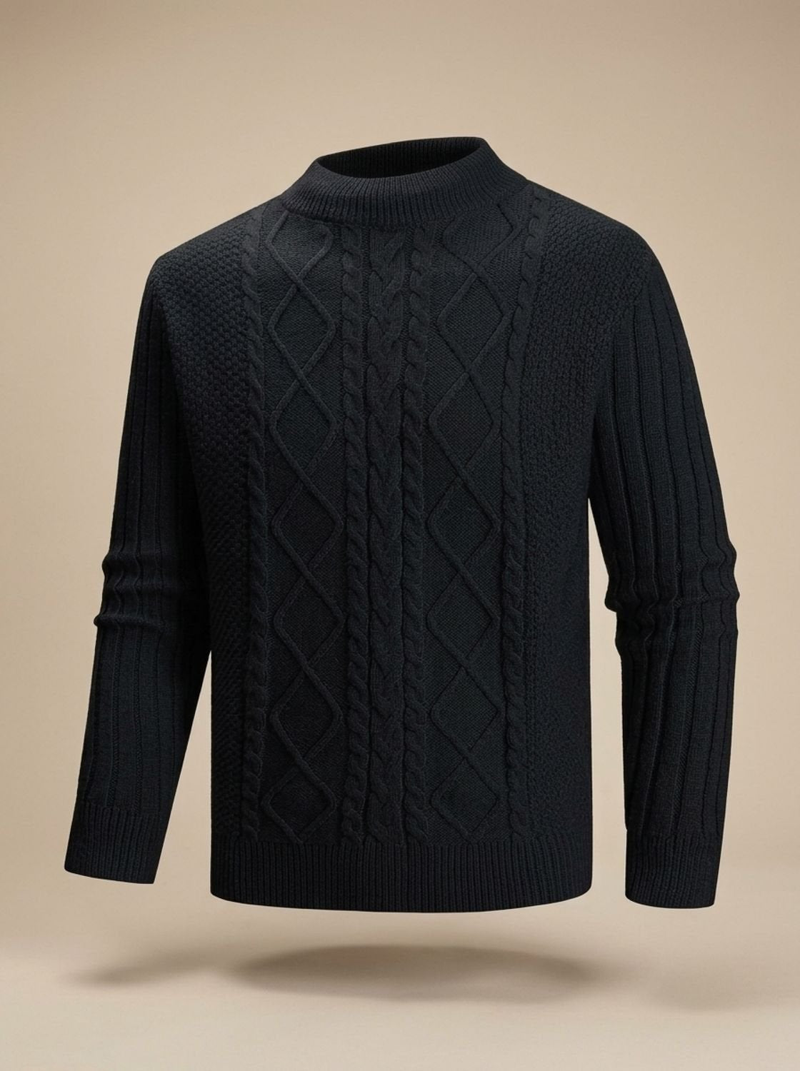 Strickpullover Herren | Zopfmuster mit Rollkragen