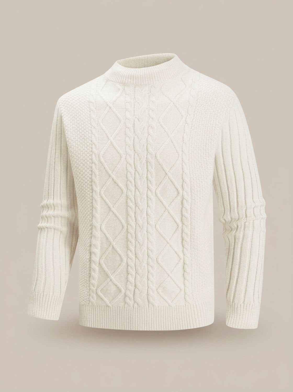 Strickpullover Herren | Zopfmuster mit Rollkragen