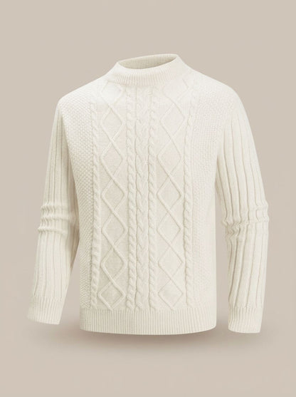 Strickpullover Herren | Zopfmuster mit Rollkragen