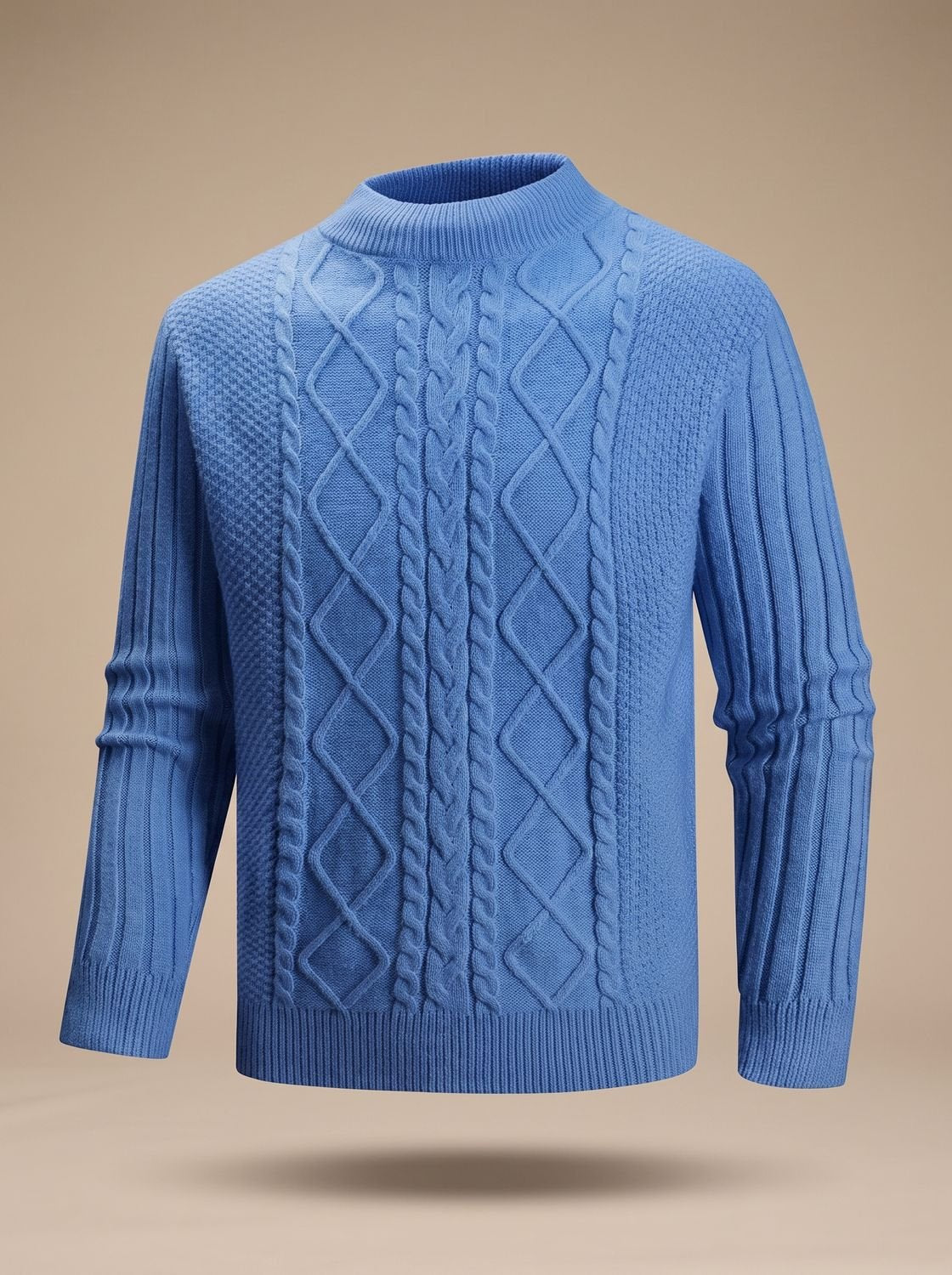 Strickpullover Herren | Zopfmuster mit Rollkragen