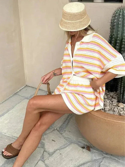 Strickset Damen | Strickjacke und Shorts im Set