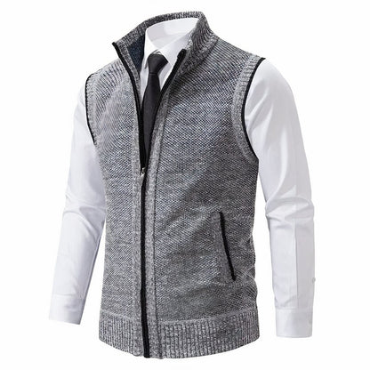 Herren Strickfleece-Cardigan ärmellos Reißverschluss - Hellgrau
