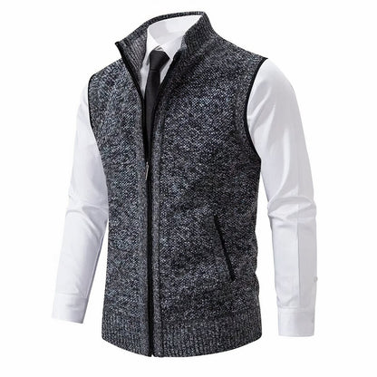 Herren Strickfleece-Cardigan ärmellos Reißverschluss - Dunkelgrau