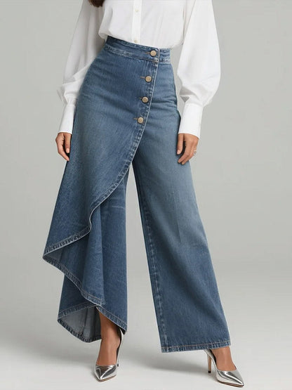 High Waist Hose Damen | Asymmetrisch & Weites Bein