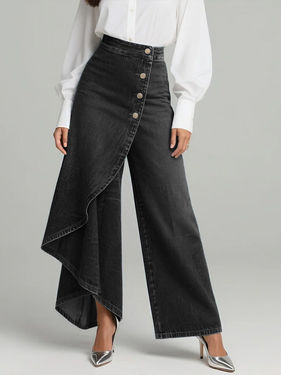 High Waist Hose Damen | Asymmetrisch & Weites Bein