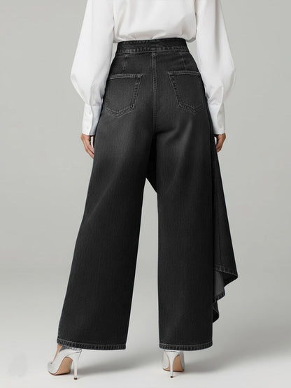 High Waist Hose Damen | Asymmetrisch & Weites Bein