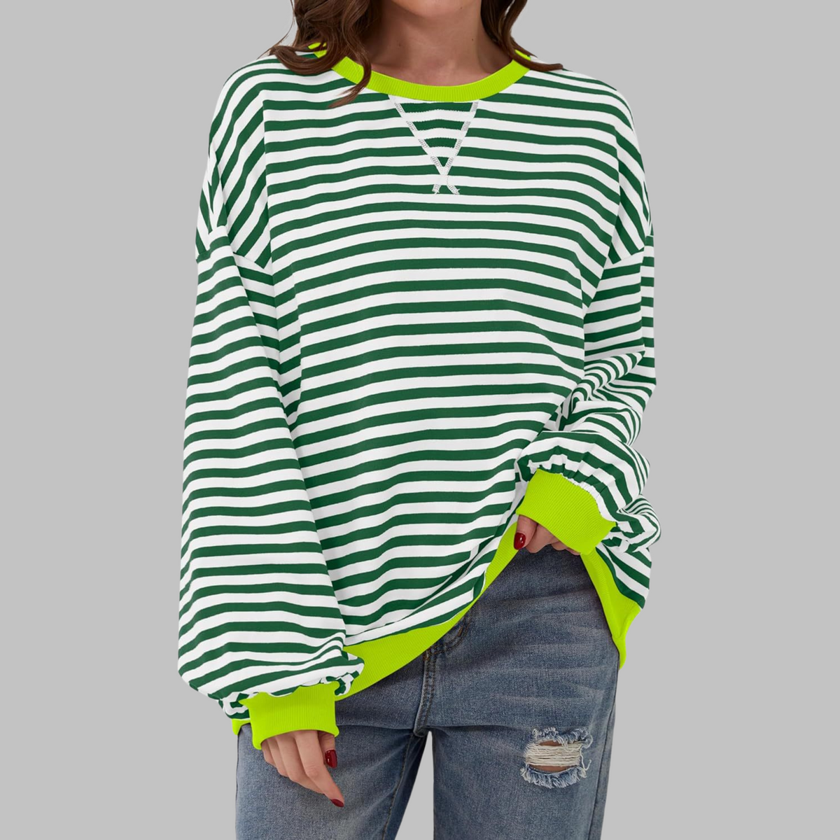 Sweatshirt Damen Gestreift | Weich & Bequem 11