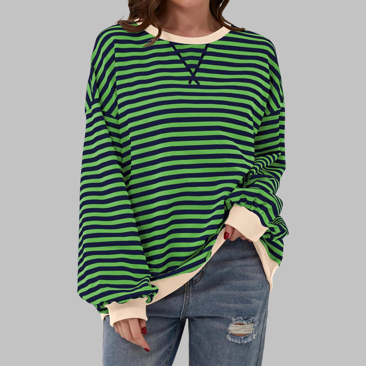Sweatshirt Damen Gestreift | Weich & Bequem 9