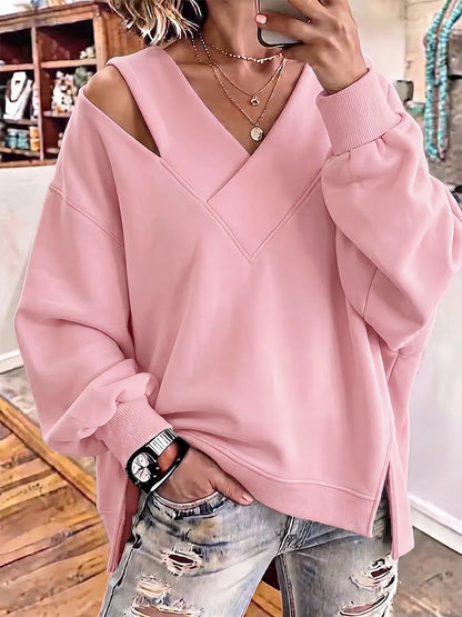 Sweatshirt Damen | V-Ausschnitt mit Cut-out-Details 10