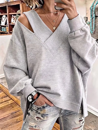 Sweatshirt Damen | V-Ausschnitt mit Cut-out-Details 2