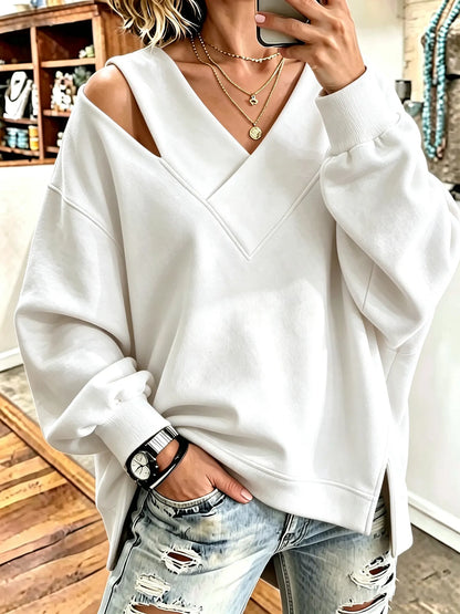 Sweatshirt Damen | V-Ausschnitt mit Cut-out-Details 3